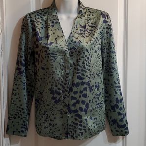 BABATON Power Blouse XS *Green & Navy See pics